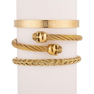 Eye Candy Los Angeles Mens Set of 3 Louis Titanium Bracelets in Gold at Nordstrom Rack