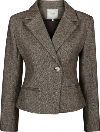 Neo Noir Valia Visgraat Blazer - Dames - Jassen - Bruin - Maat: M Wol