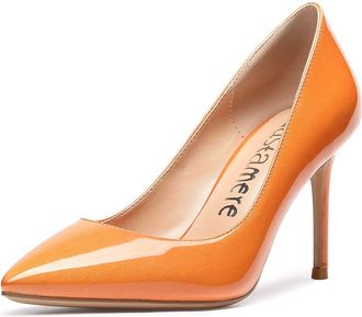 Castamere Pointed Toe High Heels Womens Stiletto Slip-On Court Shoes 3.3IN Heels Pearlescent Orange Pump EU 37.5