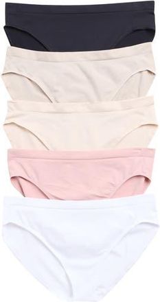Yogalicious Soft Smoothing Seamless 5-Pack Assorted Briefs in Crystal Gray/Shadow Rock at Nordstrom Rack, Size X-Large