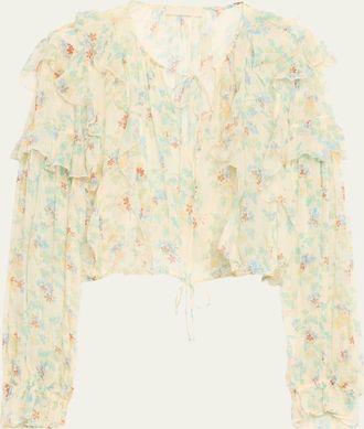 Ulla Johnson Delfina Long-Sleeve Silk Chiffon Blouse