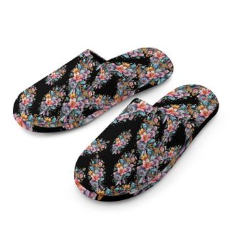 Generic Tattoo Sword with Flowers Mens Cozy Memory Foam Slippers Warm Cotton House Shoes Comfy Slipper for Indoor Outdoor