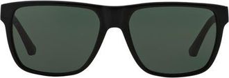 Emporio Armani AX Armani Exchange 56mm Aviator Sunglasses in Shiny Black /Green at Nordstrom