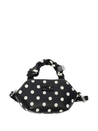 Ganni polka dot-print nano bag - women - Recycled Calf Leather/Polyurethane/Polyester/Recycled Cotton/Organic Cotton - OS - Black