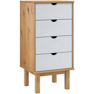 vidaXL Drawer Cabinet OTTA Brown&White 45x39x90cm Solid Wood Pine vidaXL