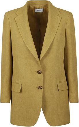 Saulina Milano Linnen Donkergele Jas - Dames - Blazers - Geel - S - Linnen - Jassen