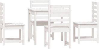 vidaXL Vidaxl - Juego De Comedor De Jard&iacute;n 5 Piezas Madera Maciza Pino Blanco