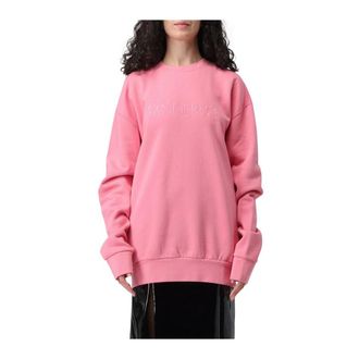 J.W.Anderson Hoodies & sweatvesten, Dames, Roze, M, Katoen, Logo Geborduurd Katoenen Sweatshirt