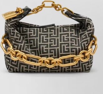 Balmain sync mini tote monogram jacquard chain handle
