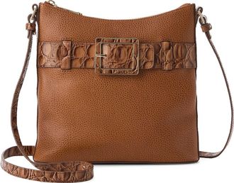 Brahmin Katie Croc Embossed Leather Crossbody Bag in Cinnamon at Nordstrom
