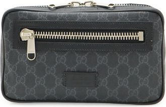 Gucci Black Dark Gray Navy Red Color Pvc Leather Fanny Pack (Pre-Owned)