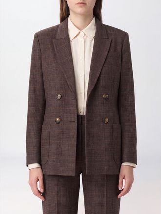 Liu Jo Cropped Double-Breasted Tartan Blazer in Viscose Blend