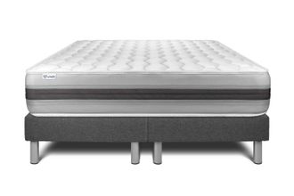 VITALIT Vitalit - Base Tapizada Gris + Colch&oacute;n Con Muelles Y Viscoel&aacute;stica 2x100x200
