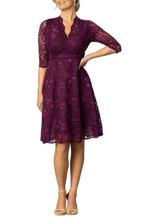 Kiyonna Mademoiselle A-Line Lace Cocktail Dress in Berry Bliss at Nordstrom, Size X-Large