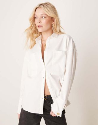 Pretty Lavish cotton poplin shirt in white
