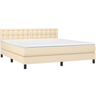 vidaXL Vidaxl - Cama Box Spring Colch&oacute;n Y Luces Led Tela Crema 160x200 Cm