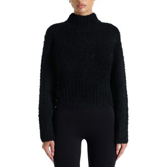 Naked Wardrobe Turtleneck Boucl&eacute; Sweater in Black at Nordstrom Rack, Size Medium