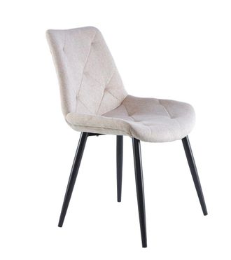 Home Heavenly Home Heavenly - Pack 4 Sillas Comedor Marilyn. Tapizado Extra Suave Dise&ntilde;o Rombos. Patas Metal Tipo Roble. Color: Beige - Pata Negra