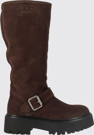 Paia Copenhagen Suede Biker Boots with Buckle and Chunky Sole