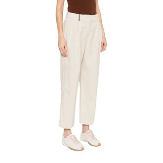 PESERICO Peserico, Wide Trousers, female, Beige, Size: S Lightweight Stretch Cotton Gabardine Trousers