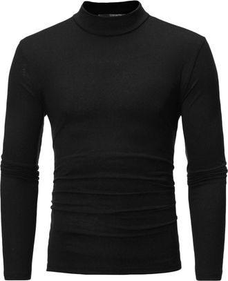 Generic Turtleneck Men Shirt Medium High Neck Bottoming Shirt Long Sleeves Stretch Blouse Comfables Thermal Basic Pullover Solid Color Slim Fitting Underwear 
