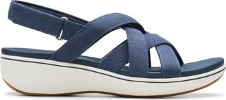 Clarks Womens Athleisure Wedge Sandal, Navy Canvas, 5.5 UK