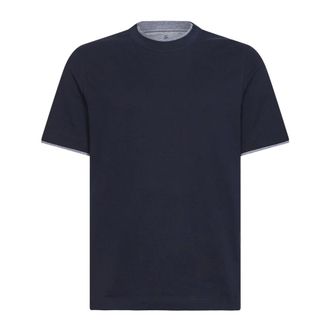 Brunello Cucinelli Brunello Cucinelli, T-Shirts, male, Blue, Size: 2XL Crewneck T-Shirt