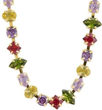 Sterling Forever Colorburst Cubic Zirconia Tennis Necklace in Gold at Nordstrom