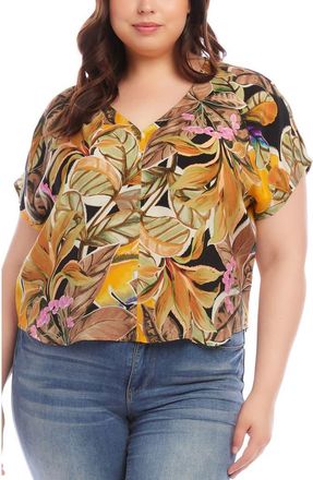 Karen Kane Floral V-Neck Top in Print at Nordstrom Rack, Size 3X