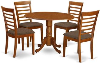 East West Furniture DLML5-SBR-C 5 Pc small Kitchen Table and Chairs set-round Kitchen Table and 4 Kitchen Chairs