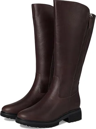 Rockport Ivette Wide Calf Womens Boots Dark Brown Leather : 7.5 M (B), Leather/Rubber/Textile
