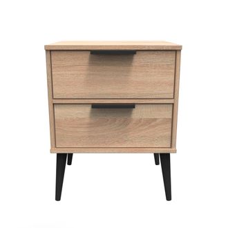 Welcome Furniture Helsinki Ready Assembled Bedside Table with 2 Drawers - Bardolino Oak - Welcome Furniture | TJ Hughes
