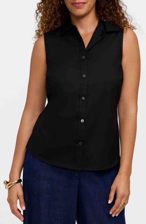 Foxcroft Dina Sleeveless Button-Up Shirt in Black at Nordstrom, Size X-Large