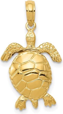 Diamond2Deal 10k Yellow Gold 3-D Moveable Turtle Pendant