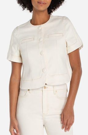 Liverpool L.A. Short Sleeve Crop Jacket in Desert Dunes at Nordstrom, Size X-Small P