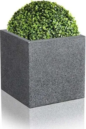 PRIMROSE Black Square Cube Planter Poly-Terrazzo Outdoor Patio Garden 40cm