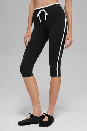 Alo | Airbrush High-Waist Race Pace Capri Pants in Black/White, Size: Medium