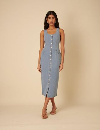 Nobody's Child Light Blue Denim Quays Midi Dress