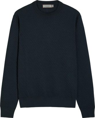 Canali Textured Cotton-blend Jumper - Navy - 54 (IT54 / Xxl)