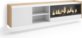 Skraut Home Skraut Home - Mueble Tv, Televisi&oacute;n, Muebles De Sal&oacute;n, Almacenaje, 212x35x50cm, Para Tv Hasta 80, Chimenea El&eacute;ctrica Xxl, Colgado, Suspendido, Led, Es