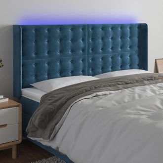 vidaXL Cabecero Con Led De Terciopelo Azul Oscuro 163x16x118/128 Cm Vidaxl