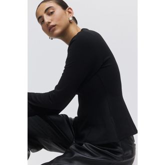 H&M Jersey Peplum Top in Black at Nordstrom, Size X-Small