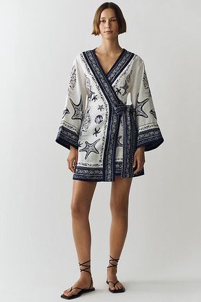 Farm Rio Linen Wrap Mini Dress