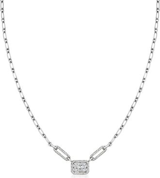 Ross-Simons Diamond Cluster Necklace in Sterling Silver