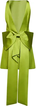 Self Portrait Womens Mini Dress A-Line Green Satin Polyester