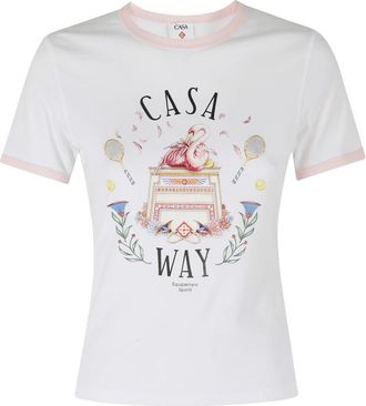 Casablanca Beyond Destiny Longline Ringer Tee - Dames - T-shirts - Wit - S - Katoen - Tops