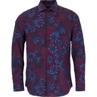 Lords of Harlech Norman Button-Up Shirt in Ramble Floral Plum at Nordstrom, Size Xx-Large