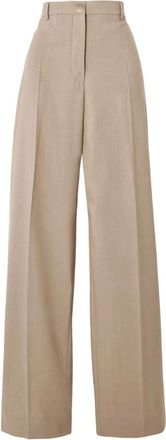 Sportmax Salvo Broek - Dames - Wijde Broeken - Beige - 2XS - Wol - Broeken