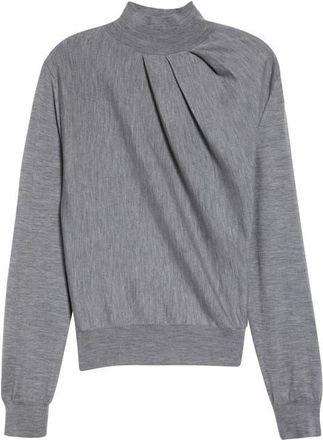 Givenchy Draped Merino Wool Blend Mock Neck Sweater in Light Grey at Nordstrom, Size Medium