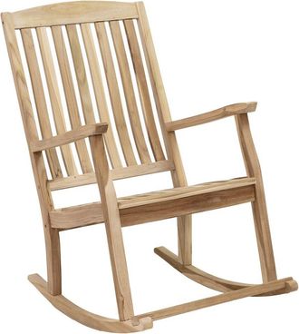 Sunnydaze Teak Outdoor Rocking Chair With Slatted Back